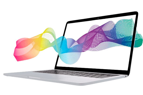 laptop y diseño de colores